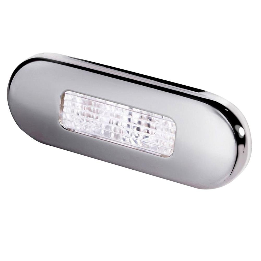 Hella Marine Surface Mount Oblong LED Courtesy Lamp - White LED - Stainless Steel Bezel - 980869301