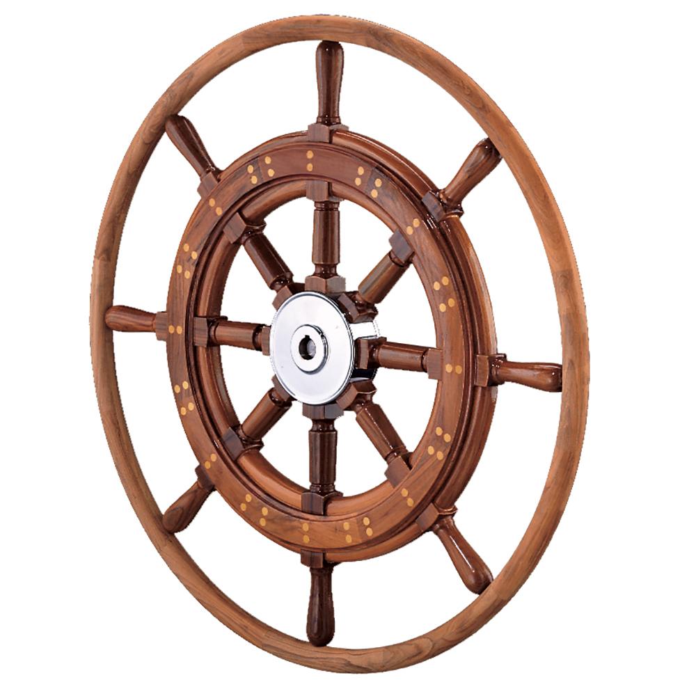 Edson 30" Teak Yacht Wheel w/Teak Rim  Chrome Hub - 603CH-30