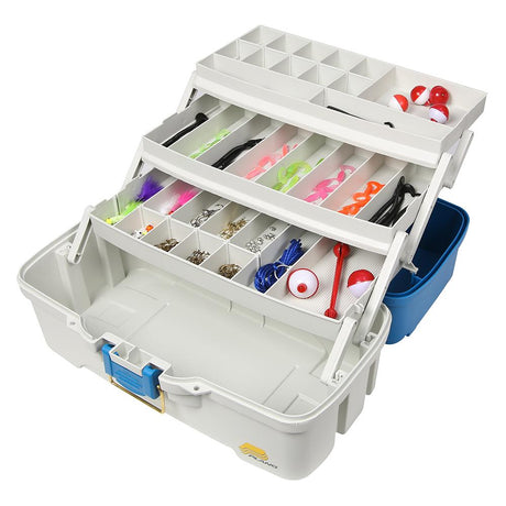 Plano Ready Set Fish Three-Tray Tackle Box - Aqua Blue/Tan - 620310