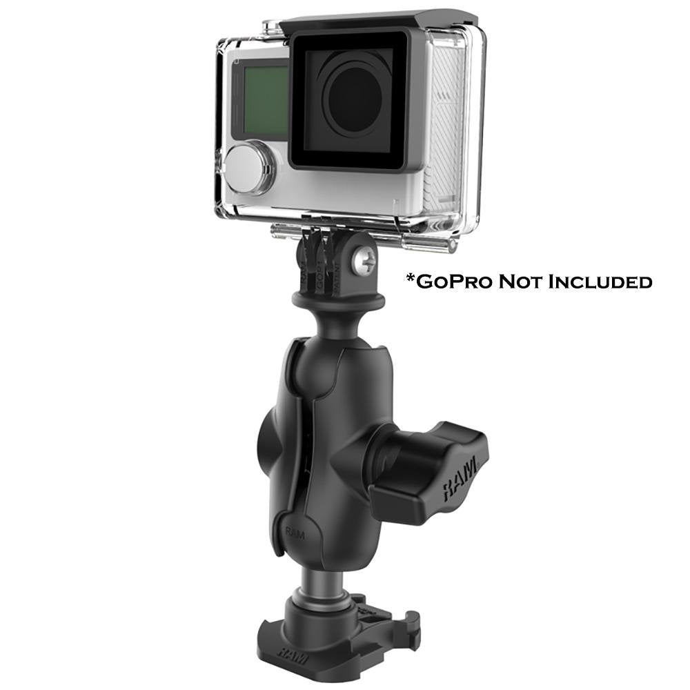 RAM Mount - RAM 1" Ball Adapter for GoPro Bases with Short Arm and Action Camera Adapter - RAP-B-GOP2-A-GOP1U