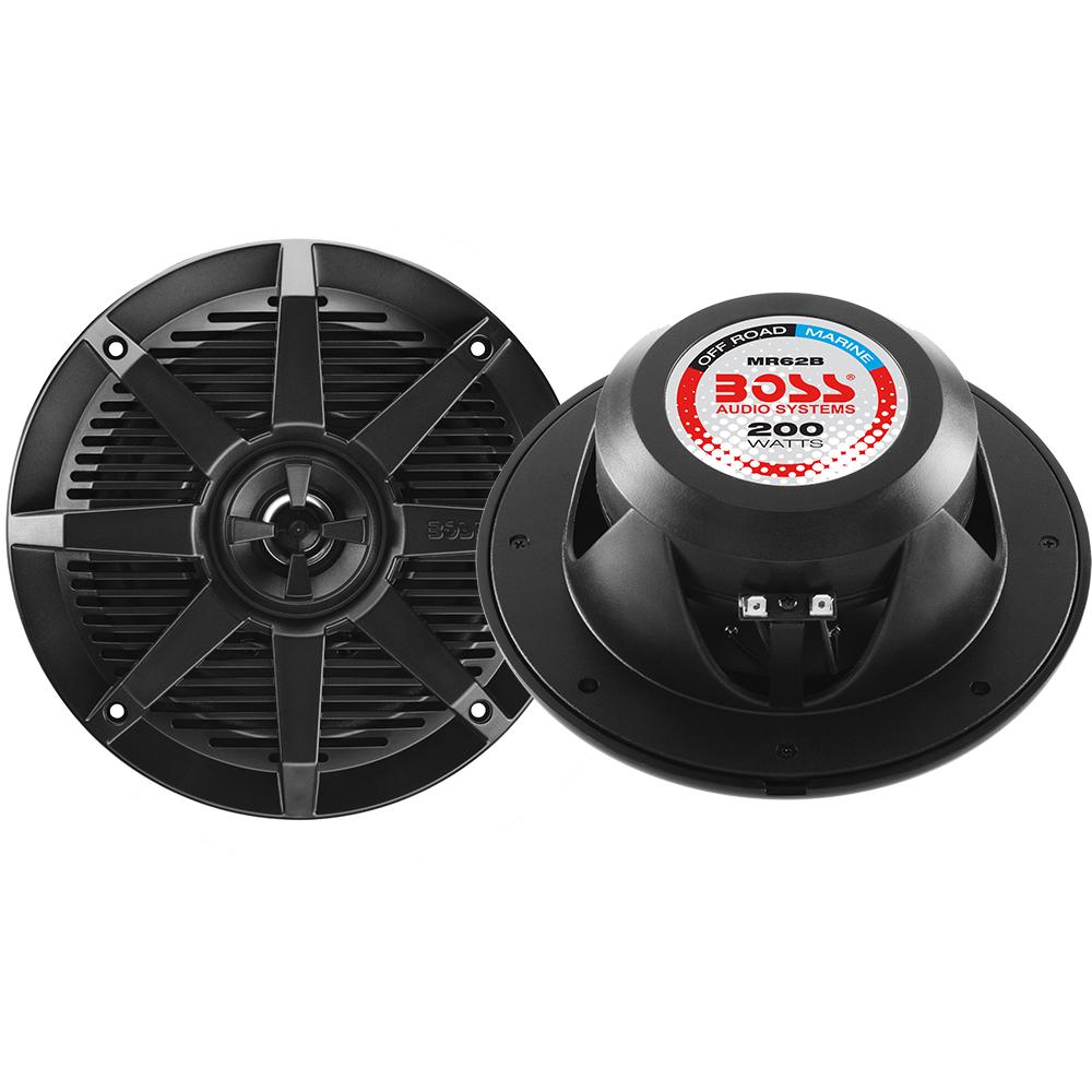 Boss Audio - MR62B 6.5" 2-Way 200W Marine Full Range Speaker - Black - Pair - MR62B