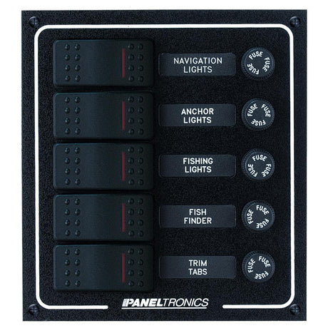 Paneltronics Waterproof DC 5 Position Lighted Rocker & Fuse - 9960007B