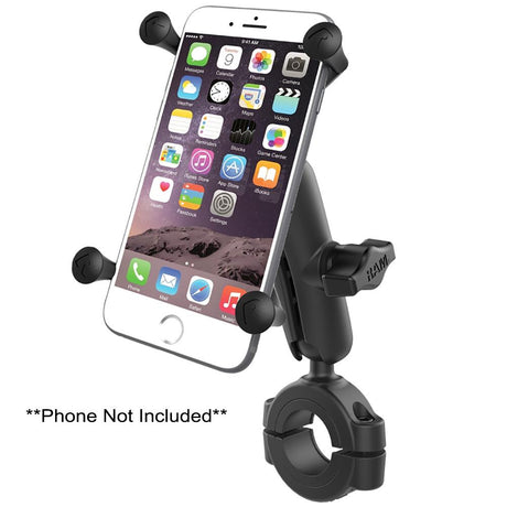 RAM Mount - RAM Torque 1 1/8" - 1 1/2" Diameter Handlebar/Rail Base with 1" Ball, Medium Arm and X-Grip for Larger Phones - RAM-B-408-112-15-UN10U