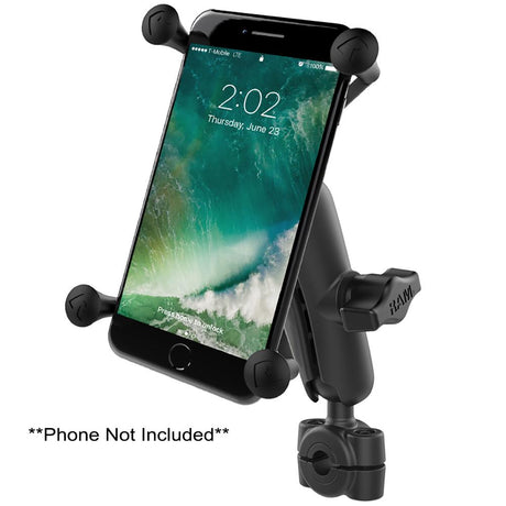 RAM Mount - RAM Torque 3/8" - 5/8" Diameter Mini Rail Base with 1" Ball, Medium Arm and X-Grip for Larger Phones - RAM-B-408-37-62-UN10U