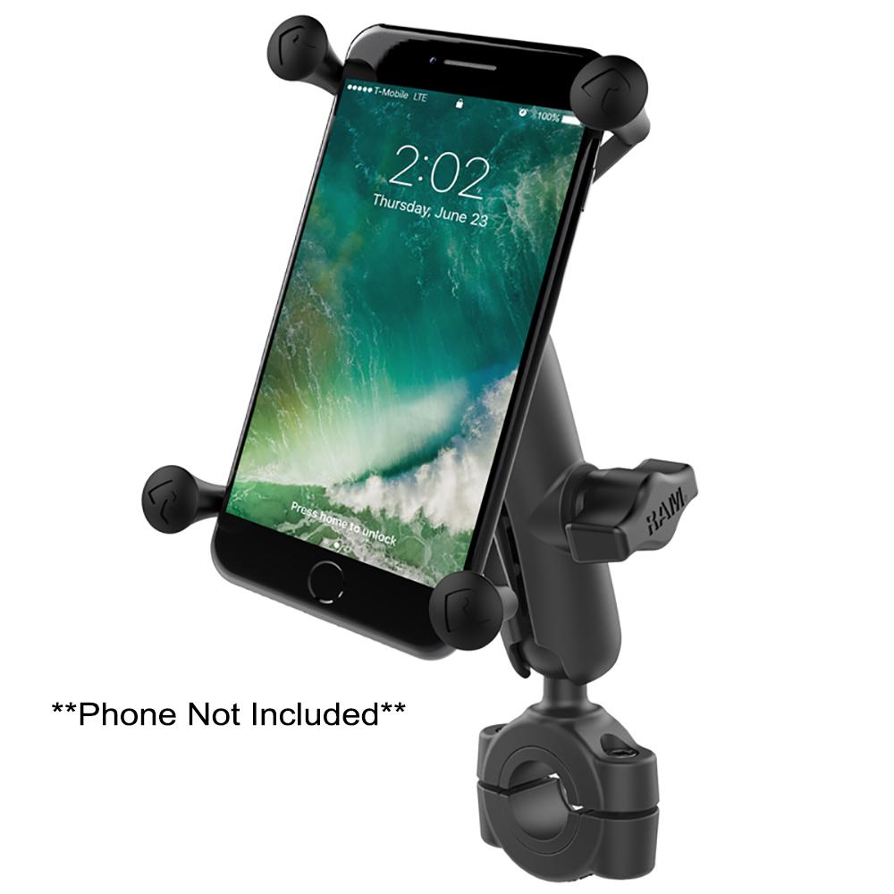 RAM Mount - RAM Torque 3/4" - 1" Diameter Handlebar/Rail Base with 1" Ball, Medium Arm and X-Grip for Larger Phones - RAM-B-408-75-1-UN10U