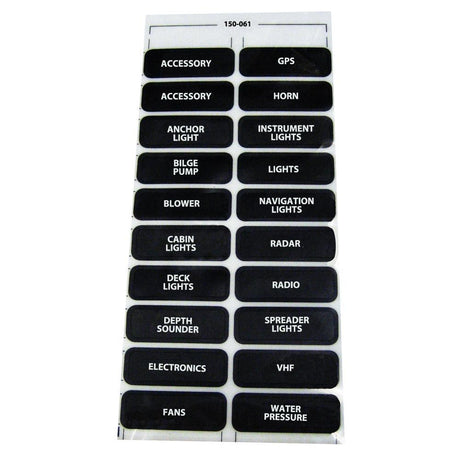 Paneltronics DC-20 Assorted Label Sheet - 150-061