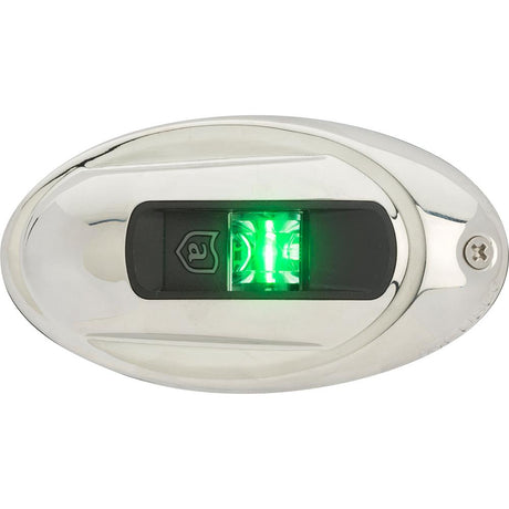 Attwood LightArmor Vertical Surface Mount Navigation Light - Oval - Starboard (green) - Stainless Steel - 2NM - NV4012SSG-7