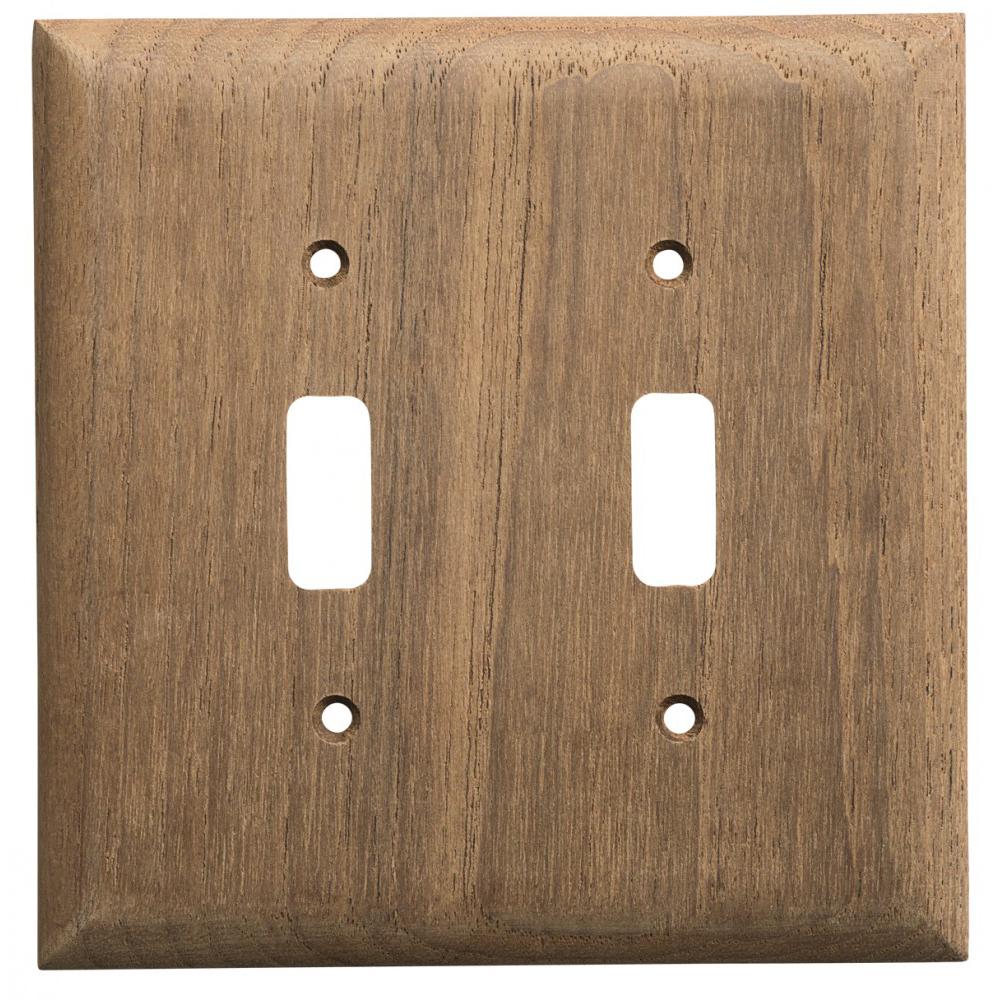 Whitecap Teak 2-Toggle Switch/Receptacle Cover Plate - 60176