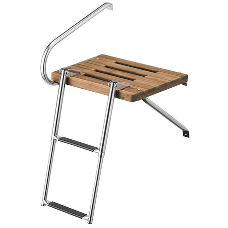 Whitecap Teak Swim Platform w/2-Step Telescoping Ladder f/Boats w/Outboard Motors - 68900