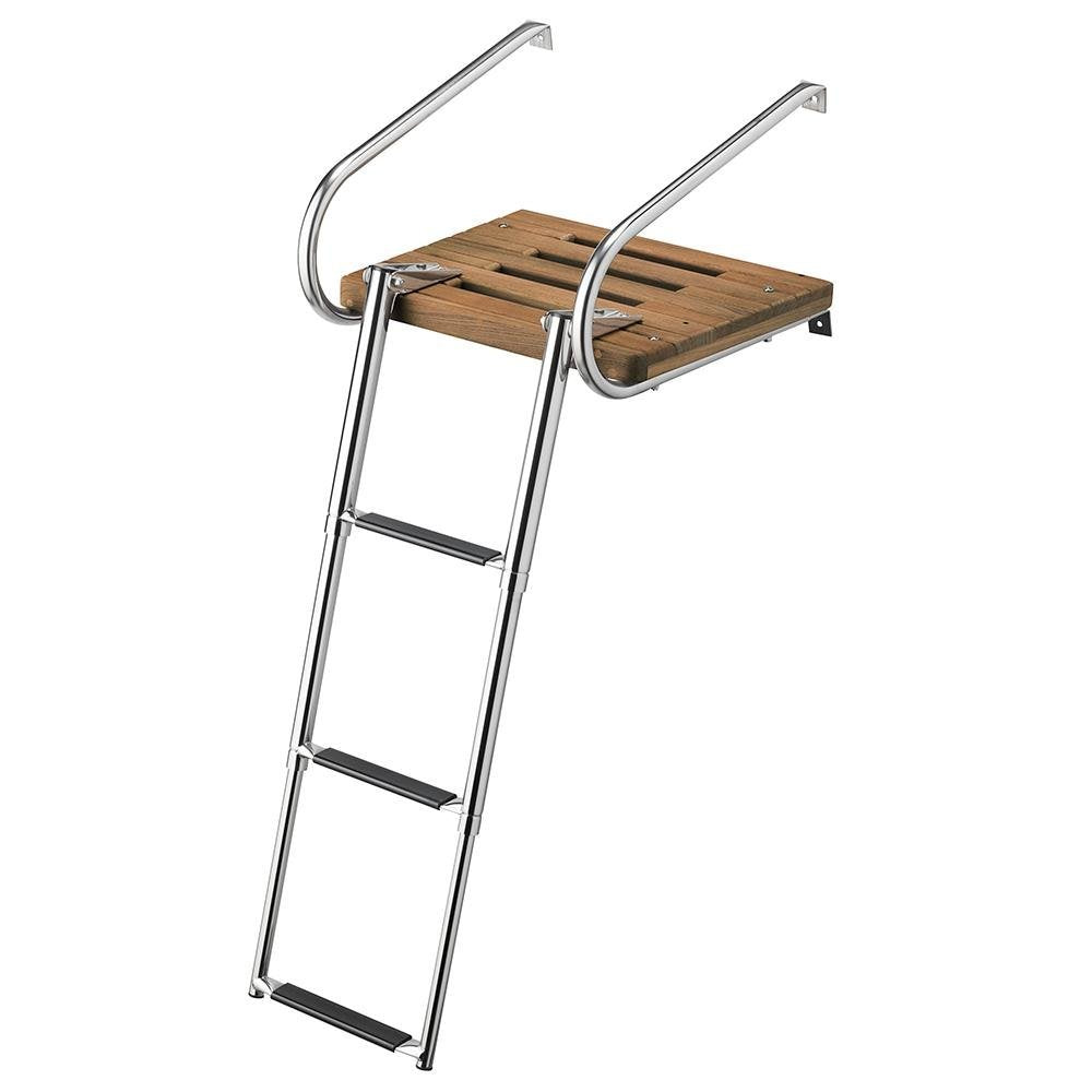 Whitecap Teak Swim Platform w/3-Step Telescoping Ladder f/Boats w/Inboard/Outboard Motors - 68906