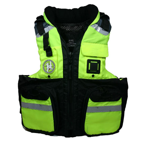 First Watch - AV-800 Four Pocket Flotation Vest - Hi-Vis Yellow/Black - AV-800-HV-S/M