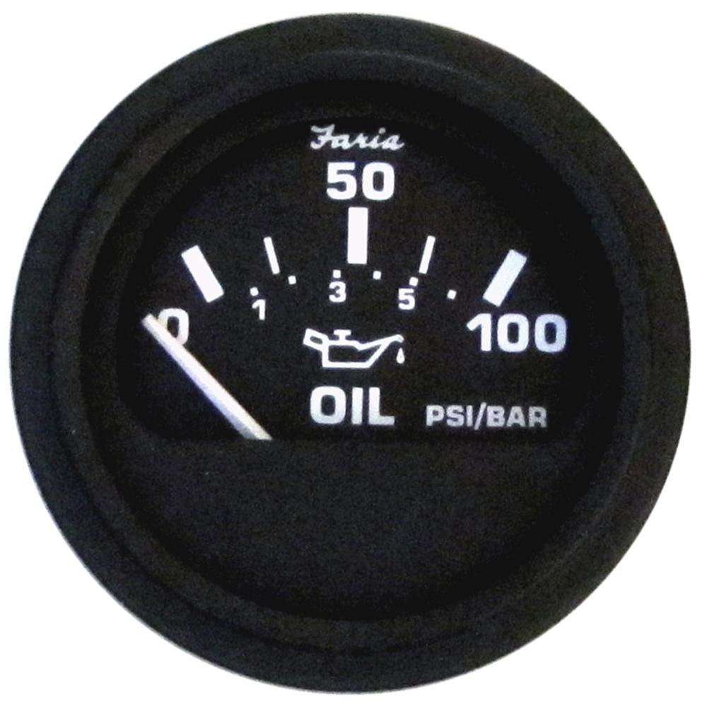 Faria Euro Black 2" Oil Pressure Gauge (100 PSI) - 12845