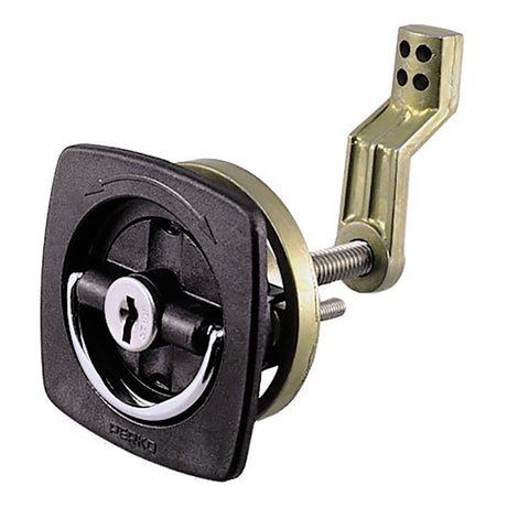 Perko Black Flush Lock - 2.5" x 2.5" w/Offset Cam Bar  Flexible Polymer Strike - 0931DP1BLK