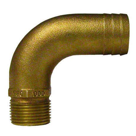 GROCO 1-1/2" NPT x 1-3/4" ID Bronze Full Flow 90 Elbow Pipe to Hose Fitting