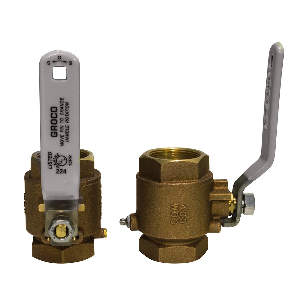 GROCO 1-1/4" NPT Bronze In-Line Ball Valve