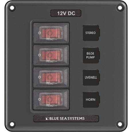 Blue Sea - Circuit Breaker Switch Panel 4 Position - Gray - 4320