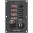 Blue Sea - Circuit Breaker Switch Panel 4 Position - Gray w/12V Socket  Dual USB - 4321