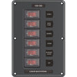 Blue Sea - Circuit Breaker Switch Panel 6 Position - Gray - 4322