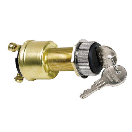 Cole Hersee 3 Position Brass Ignition Switch w/Rubber Boot - M-550-14-BP