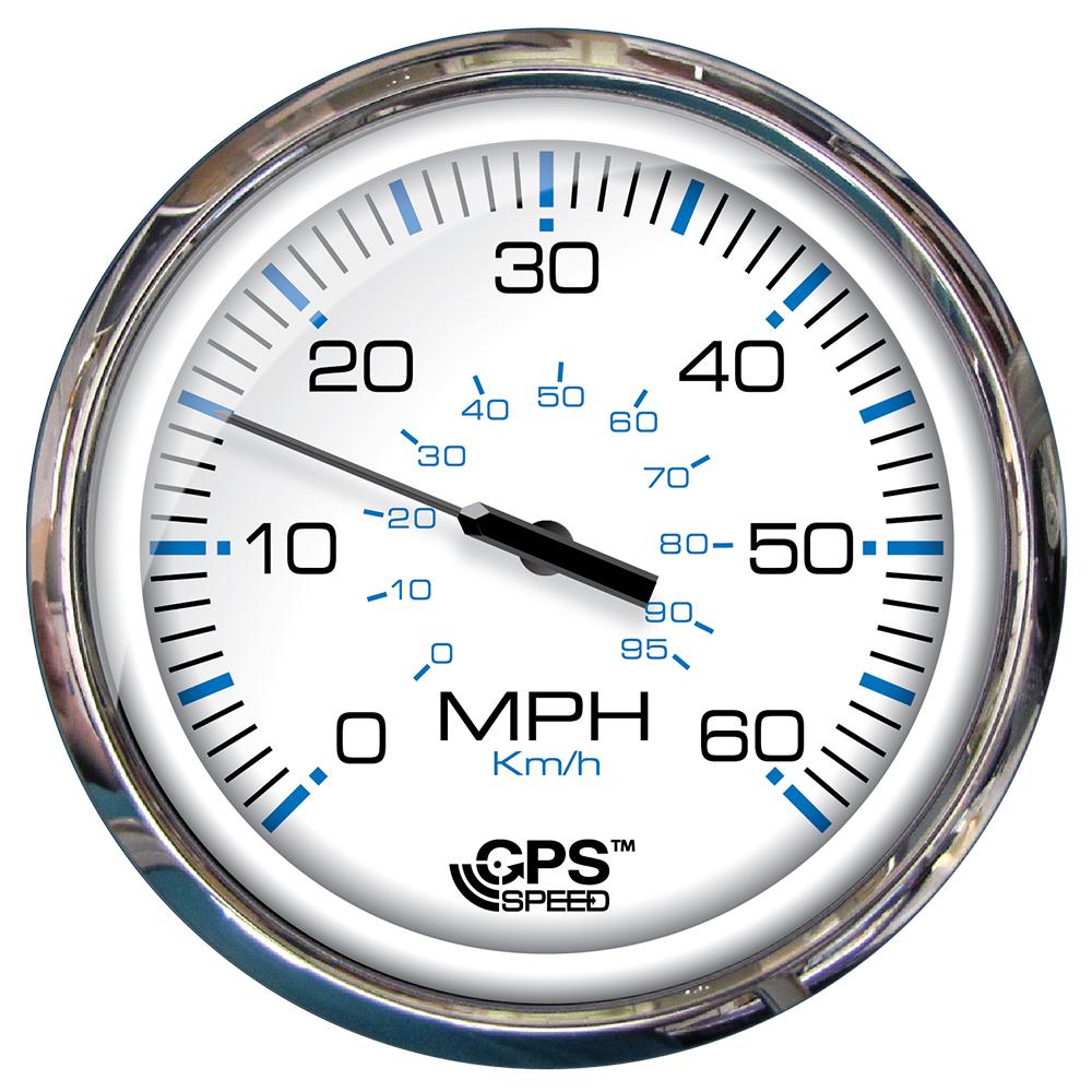 Faria 5" Speedometer (60 MPH) GPS (Studded) Chesapeake White w/Stainless Steel - 33861