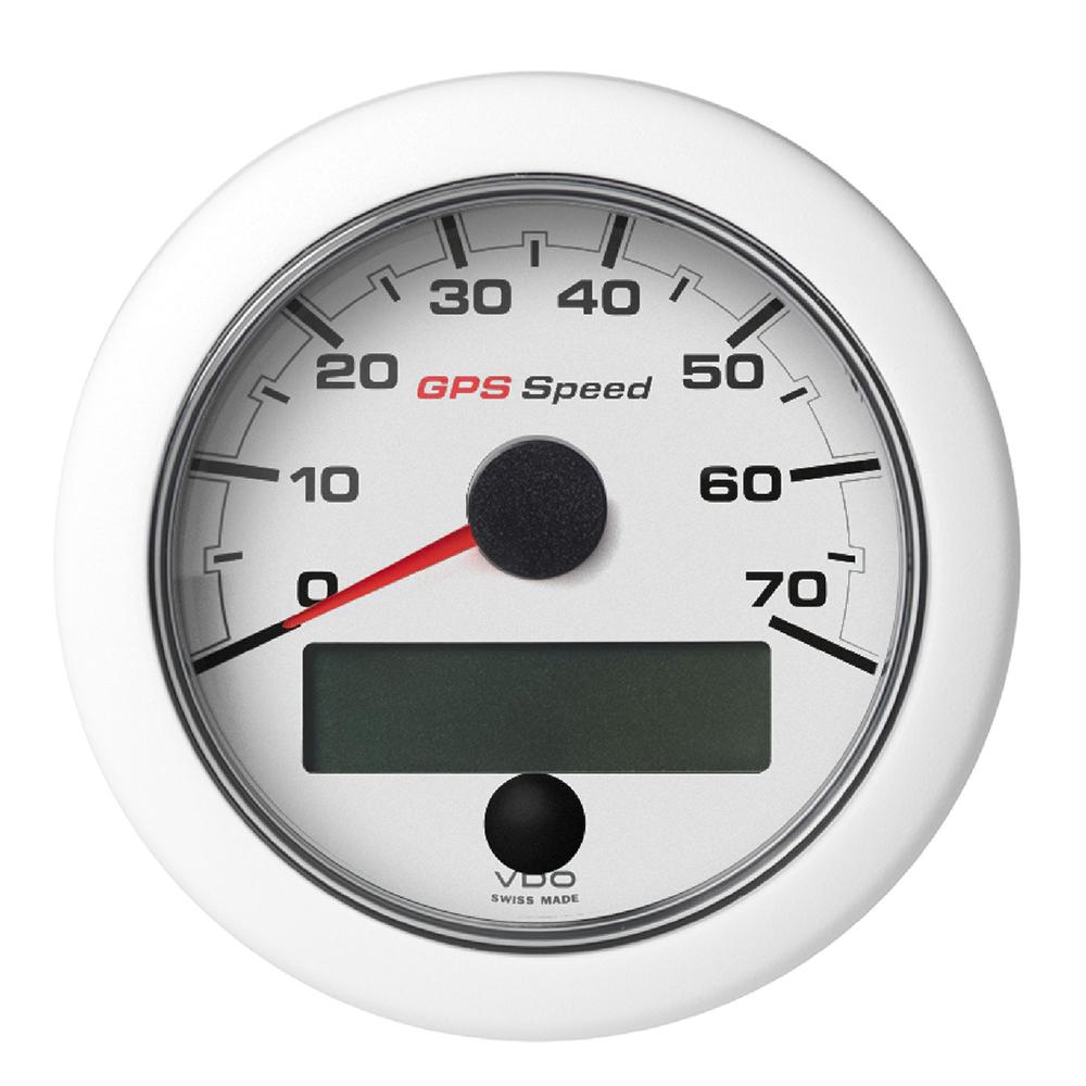 VDO 3-3/8" (85mm) OceanLink GPS Speedometer 0-70 - White Dial  Bezel