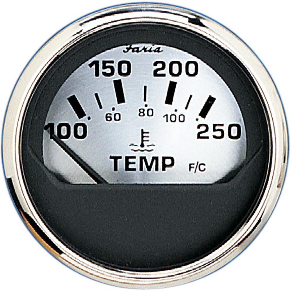 Faria 2" Water Temp Gauge (100-250F) - Spun Silver - 16004