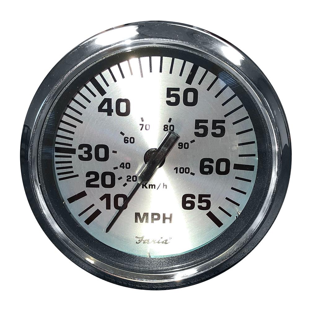 Faria 4" Speedometer (65 MPH) Pitot - Spun Silver - 36010