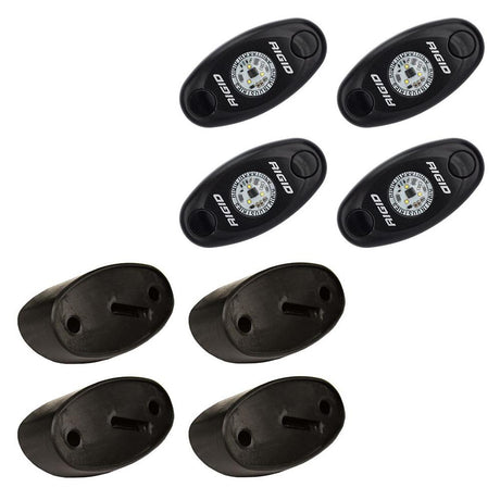 RIGID Industries A-Series Rock Light Kit - 4 Cool White Lights - Black - 400203