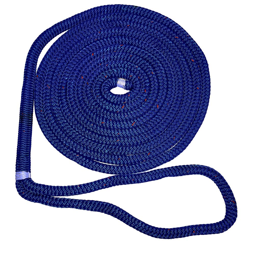 New England Ropes -  Double Braid Nylon Dock Line - 1/2" X 15' - Blue with Red Tracer - C5053-16-00015