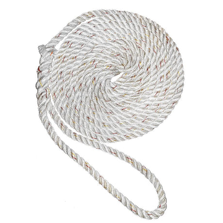 New England Ropes 5/8" X 50 Premium Nylon 3 Strand Dock Line - White w/Tracer