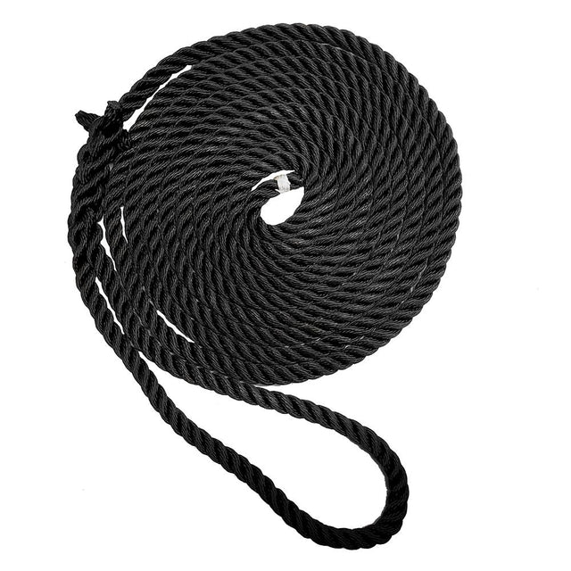 New England Ropes 1/2" X 15 Premium Nylon 3 Strand Dock Line - Black
