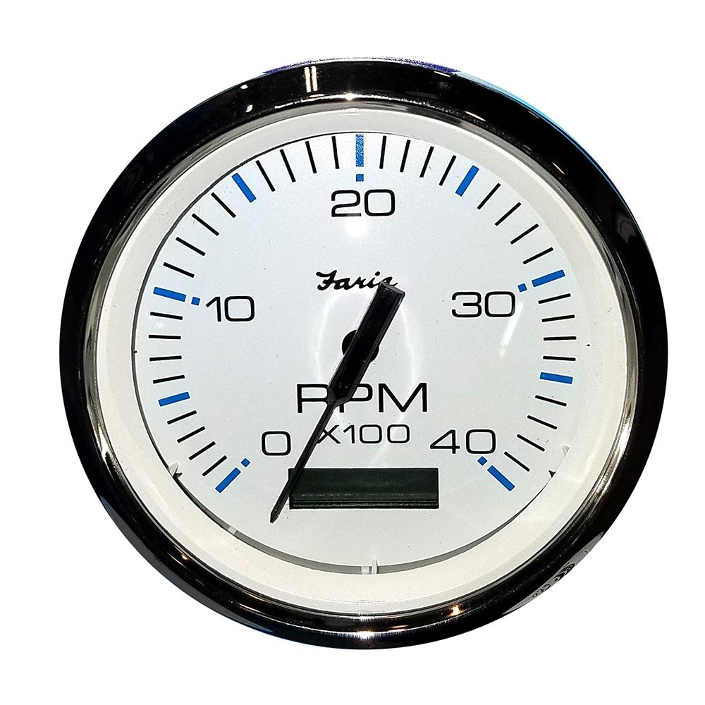 Faria 4" Tachometer w/Hourmeter (4000 RPM) (Diesel) Mech. Takeoff & Var. Ratio Alt - 33834