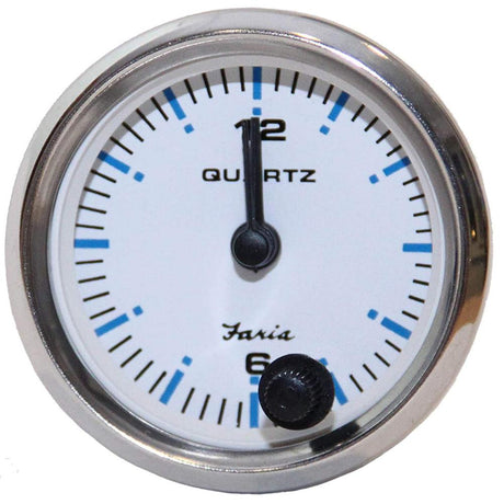 Faria Chesapeake White SS 2" Quartz Analog Clock - 13891