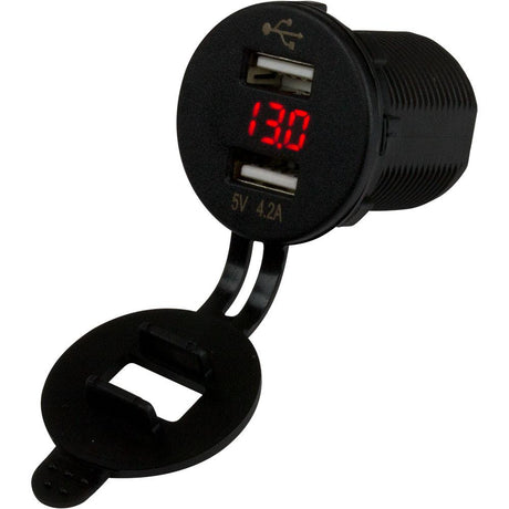 Sea-Dog Dual USB Socket/Voltmeter w/Hidden Display - 426517-1