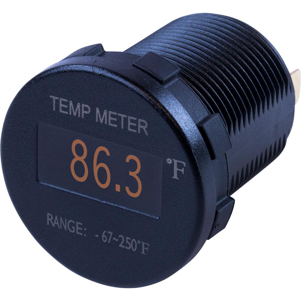 Sea-Dog Round OLED Temperature Meter Fahrenheit w/6&#39; Lead - 421610-1