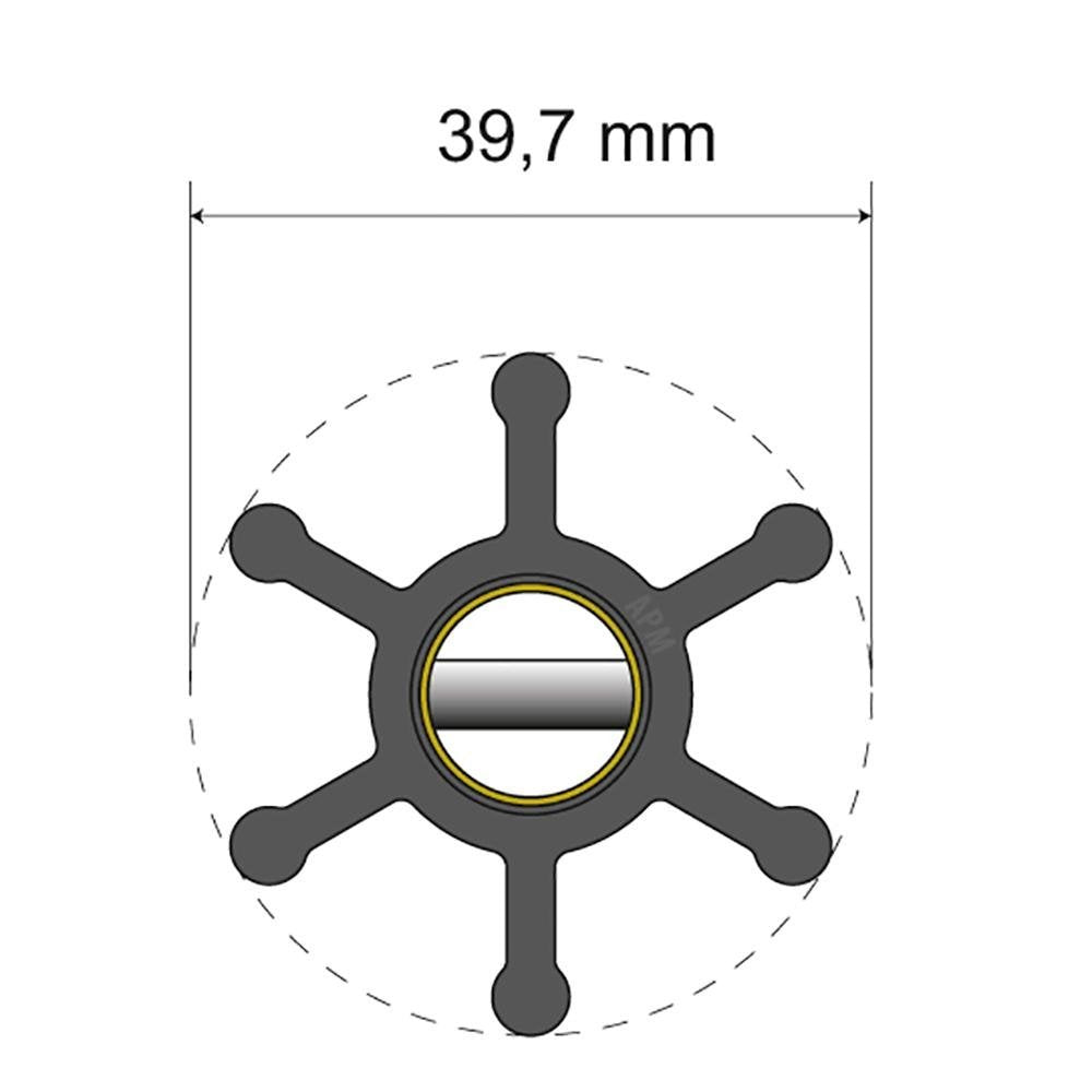 Albin Pump Premium Impeller Kit - 39.7 x 12 x 19.2mm - 6 Blade - Pin Insert - 06-01-002