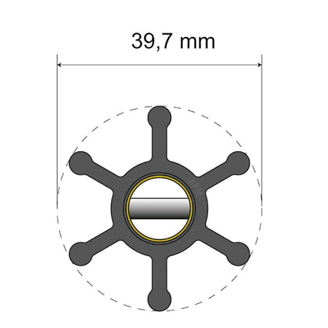 Albin Pump Premium Impeller Kit - 39.7 x 12 x 19.2mm - 6 Blade - Pin Insert - 06-01-002