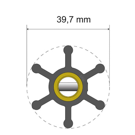 Albin Pump Premium Impeller Kit - 39.7 x 9.5 x 19.2mm - 6 Blade - Pin Insert - 06-01-003