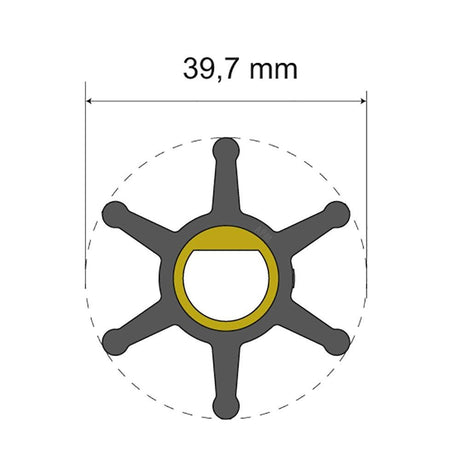 Albin Pump Premium Impeller Kit - 39.7 x 12 x 19.2mm - 6 Blade - Single Flat Insert - 06-01-004