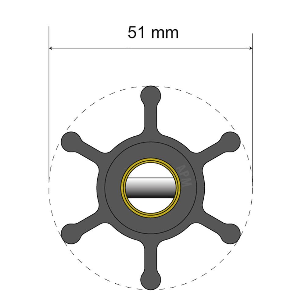 Albin Pump Premium Impeller Kit - 51 x 22 x 12.7mm - 6 Blade - Pin Insert - 06-01-006