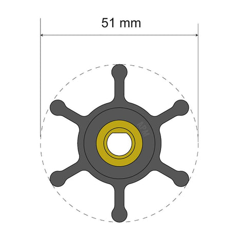 Albin Pump Premium Impeller Kit - 51 x 8 x 22mm - 6 Blade - Single Flat Insert - 06-01-008