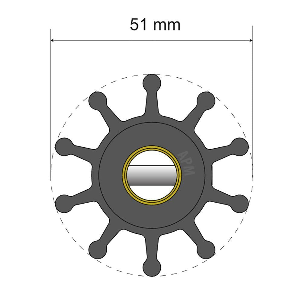 Albin Pump Premium Impeller Kit - 51 x 12.7 x 22mm - 10 Blade - Pin Insert - 06-01-011