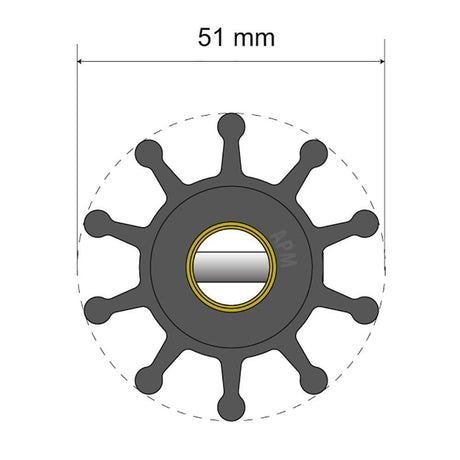 Albin Pump Premium Impeller Kit - 51 x 12.7 x 22mm - 10 Blade - Pin Insert - 06-01-011