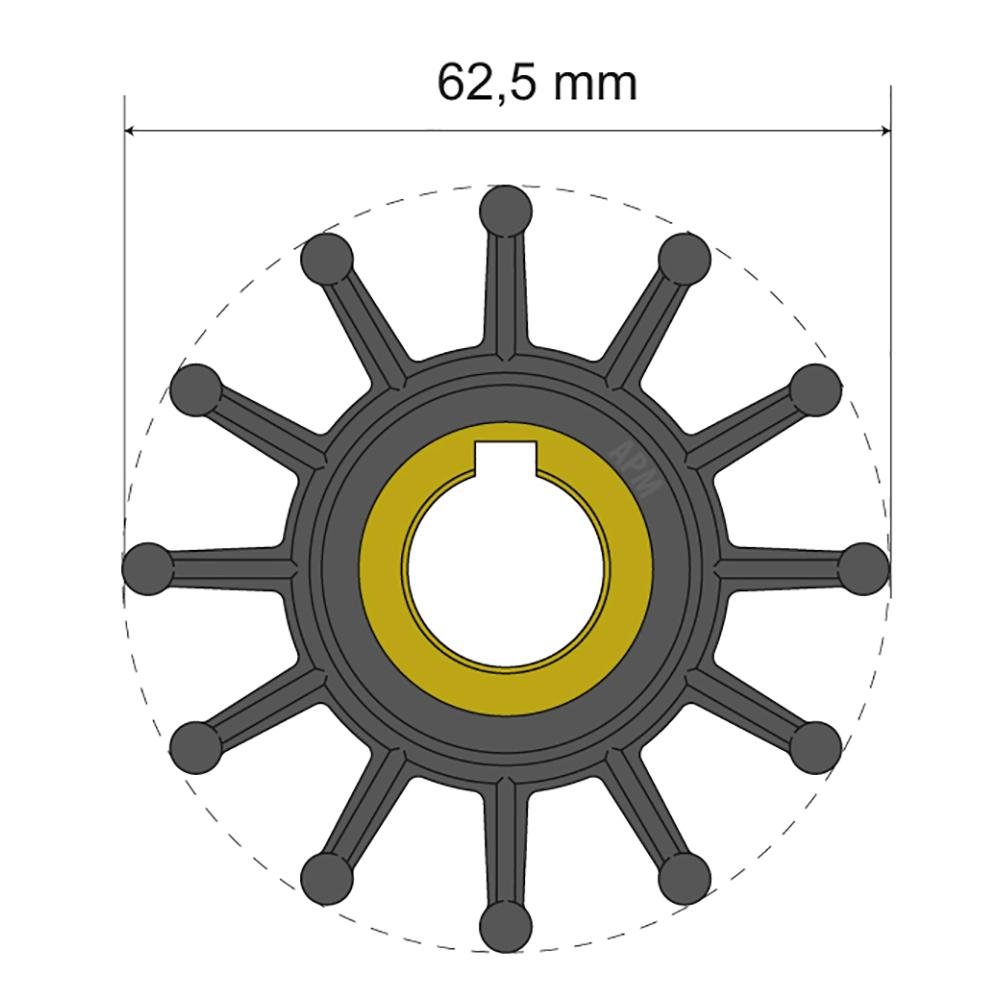 Albin Pump Premium Impeller Kit 62.5 x 16 x 32mm - 12 Blade - Key Insert - 06-01-016