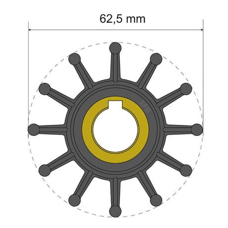 Albin Pump Premium Impeller Kit 62.5 x 16 x 32mm - 12 Blade - Key Insert - 06-01-016