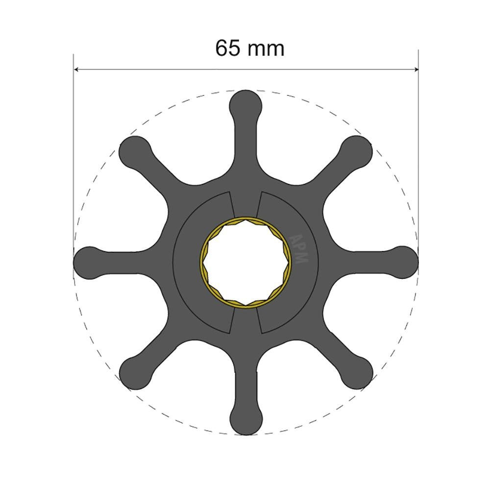 Albin Pump Premium Impeller Kit 65 x 16 x 37mm - 8 Blade - Spline Insert - 06-01-017