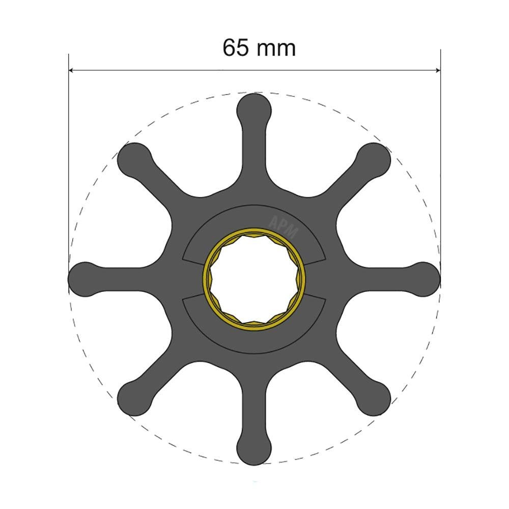 Albin Pump Premium Impeller Kit 65 x 16 x 50mm - 8 Blade - Spline Insert - 06-01-021