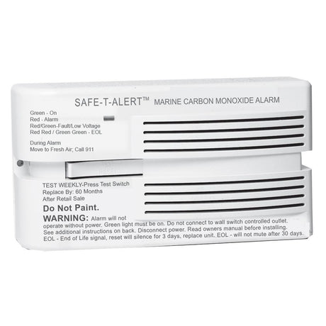 Safe-T-Alert 65 Series Marine Carbon Monoxide Alarm - Flush Mount - 12V - White - M-65-542