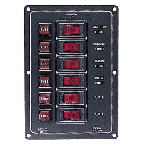 Sea-Dog Line - 6 Switch Illiminated Switch Panel, Vertical - 4221101