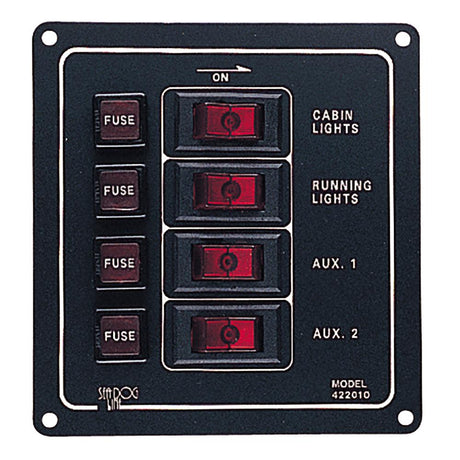 Sea-Dog Line - 4 Switch Illiminated Switch Panel, Vertical - 4220101